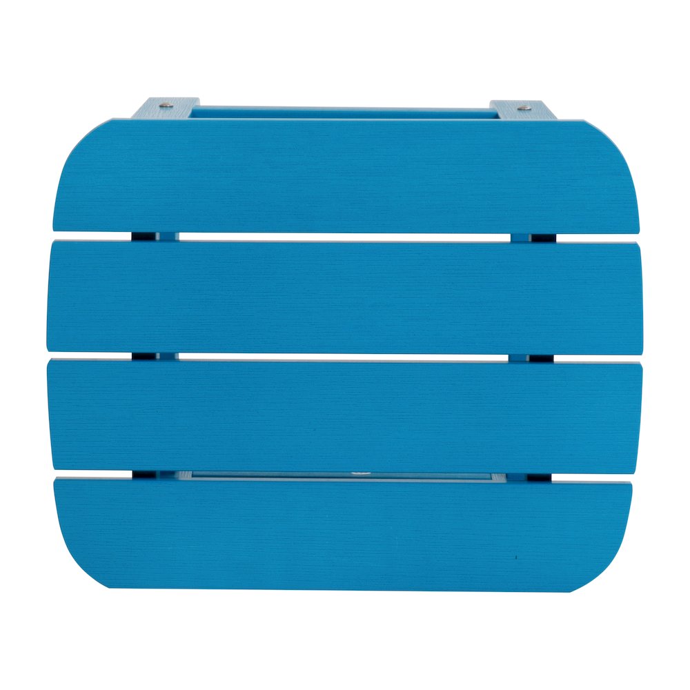2 Pack All-Weather Poly Resin Folding Adirondack Chairs with Side Table in Blue. Picture 12