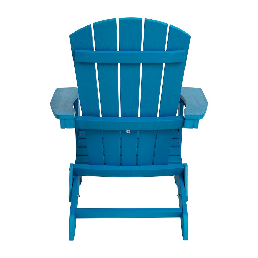 All-Weather Poly Resin Indoor/Outdoor Folding Adirondack Chair in Blue. Picture 7