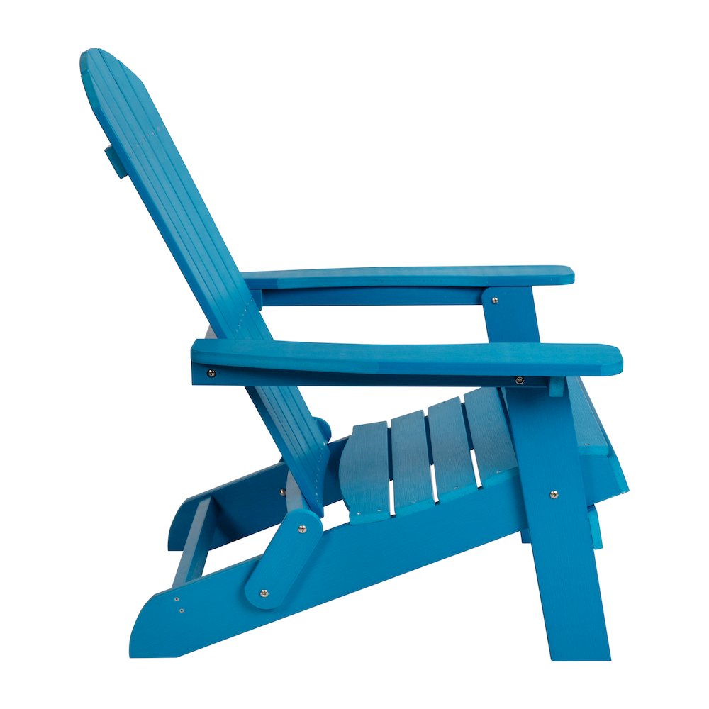 All-Weather Poly Resin Indoor/Outdoor Folding Adirondack Chair in Blue. Picture 9