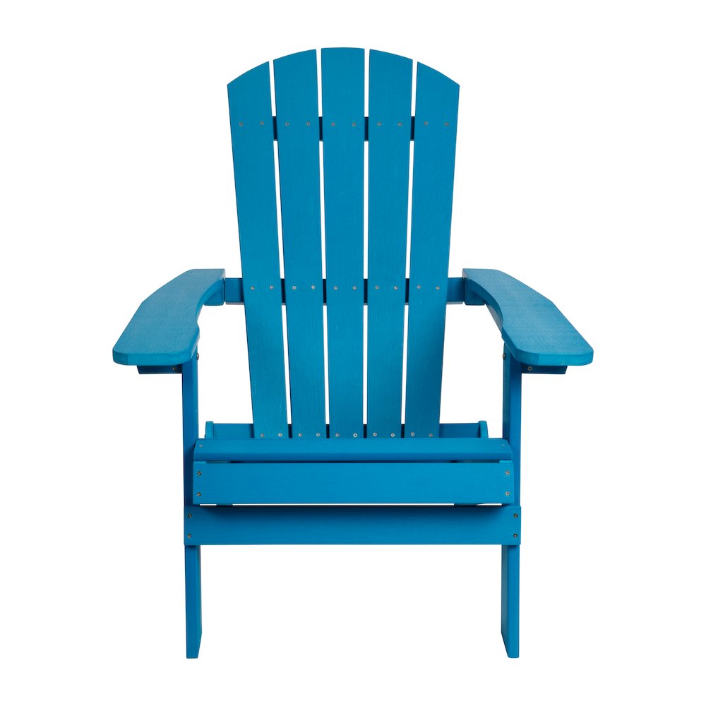 All-Weather Poly Resin Indoor/Outdoor Folding Adirondack Chair in Blue. Picture 10