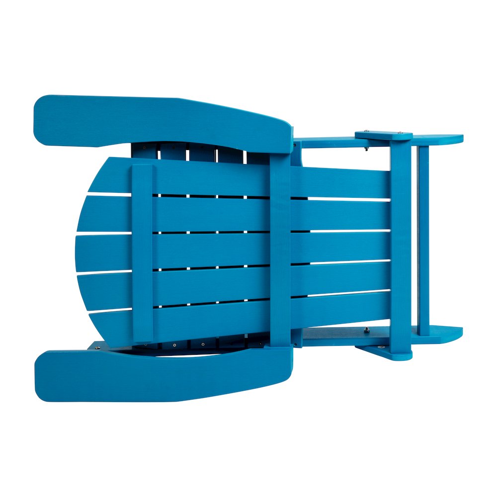 All-Weather Poly Resin Indoor/Outdoor Folding Adirondack Chair in Blue. Picture 8