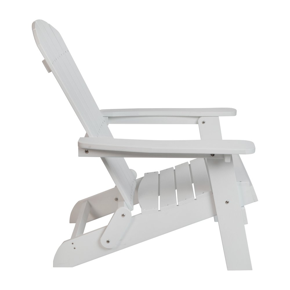 All-Weather Poly Resin Indoor/Outdoor Folding Adirondack Chair in White. Picture 9
