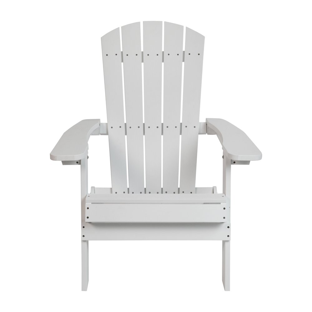 All-Weather Poly Resin Indoor/Outdoor Folding Adirondack Chair in White. Picture 10