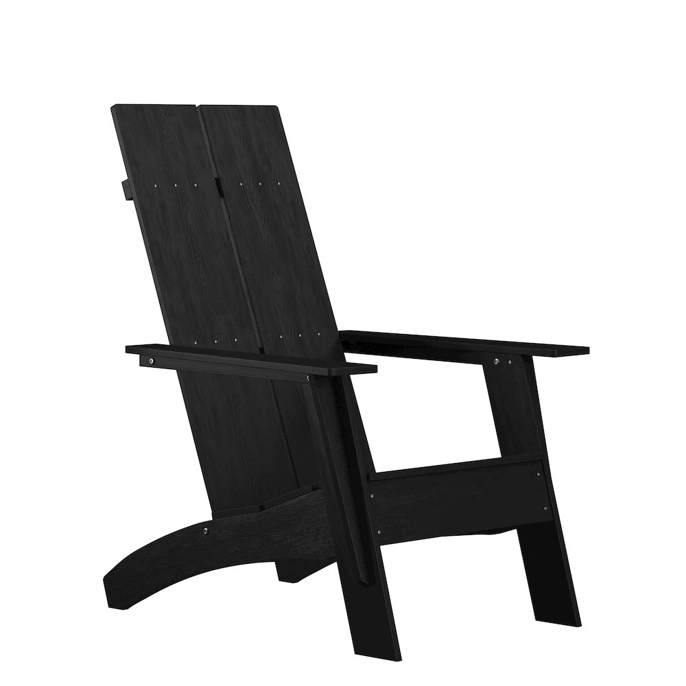 Modern Commercial All-Weather Poly Resin Wood Adirondack Chair in Black. Picture 1
