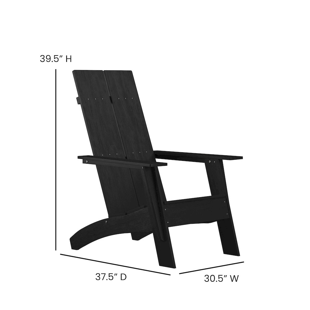 Modern Commercial All-Weather Poly Resin Wood Adirondack Chair in Black. Picture 5