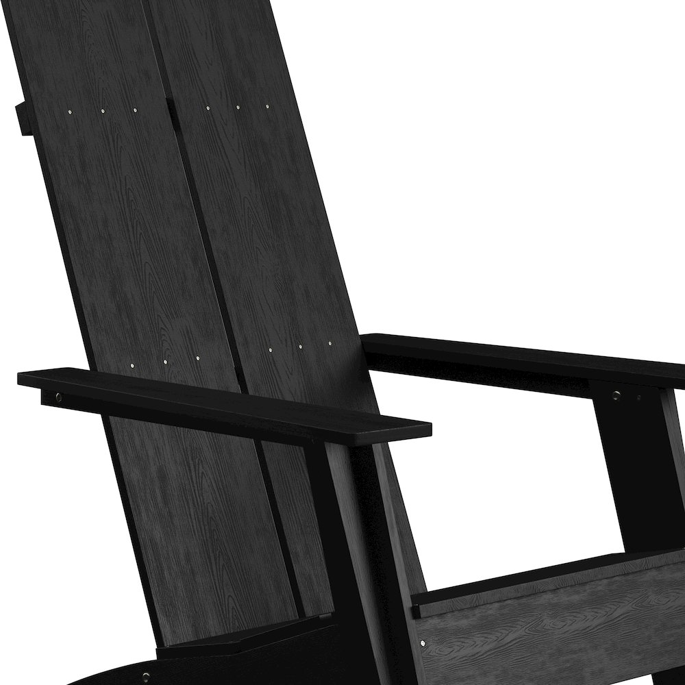 Modern Commercial All-Weather Poly Resin Wood Adirondack Chair in Black. Picture 7