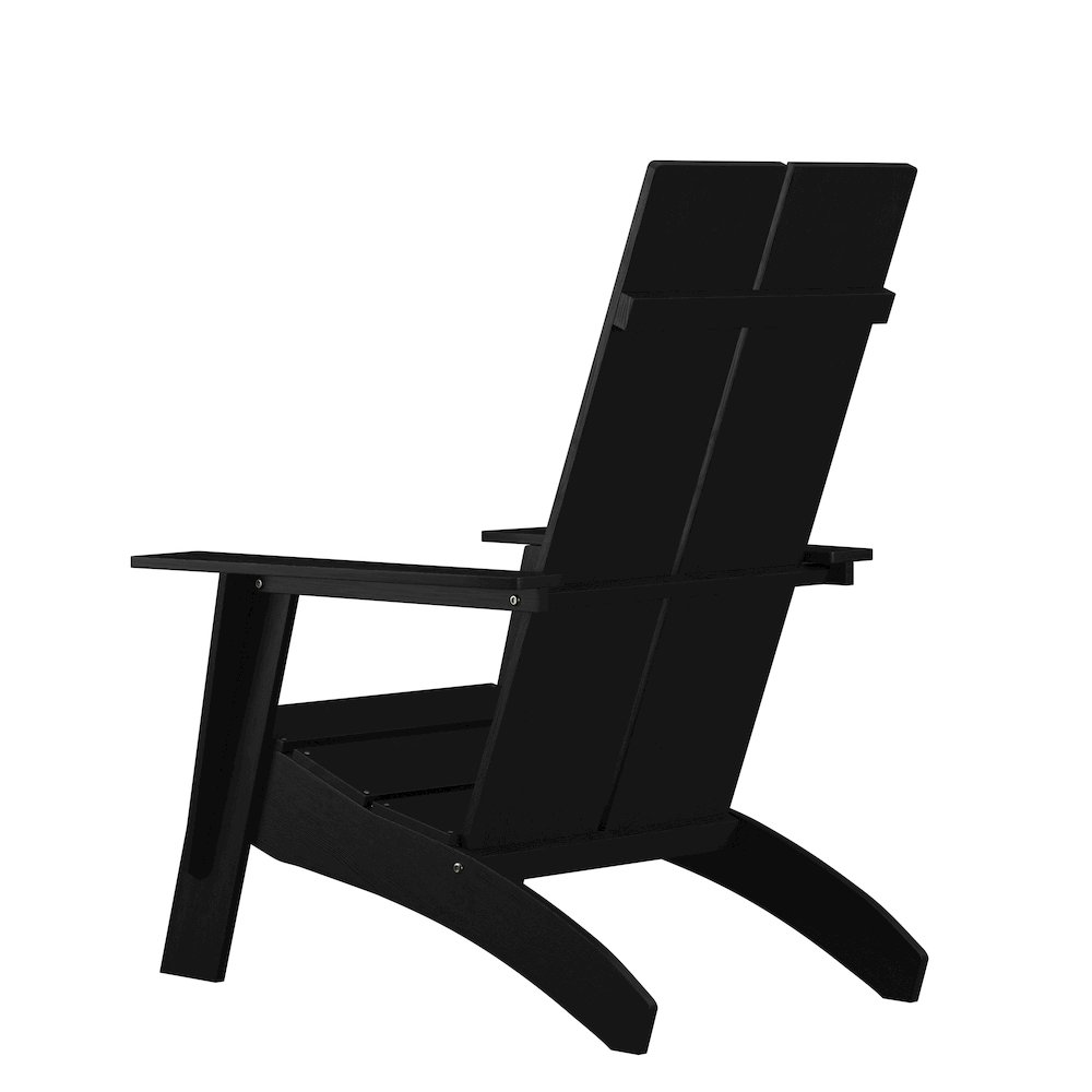 Modern Commercial All-Weather Poly Resin Wood Adirondack Chair in Black. Picture 6