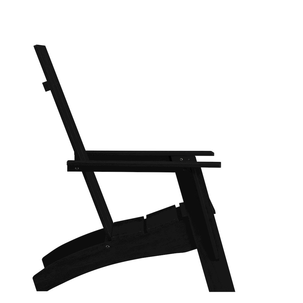 Modern Commercial All-Weather Poly Resin Wood Adirondack Chair in Black. Picture 8