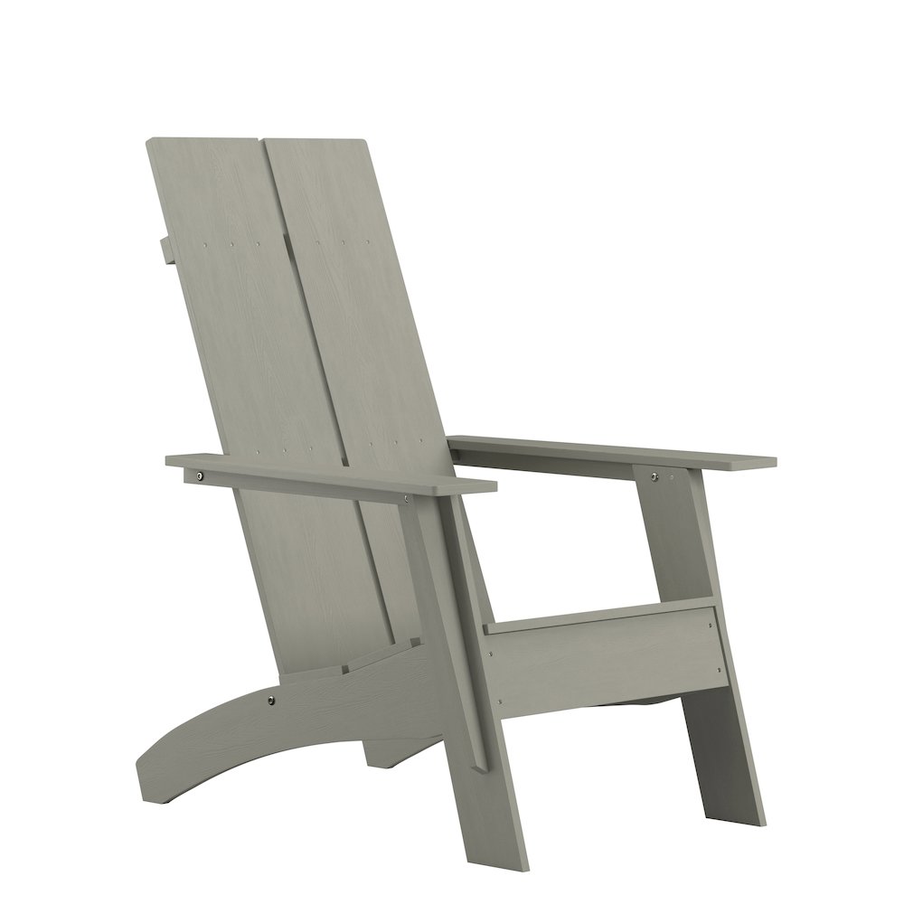 Modern Commercial All-Weather Poly Resin Wood Adirondack Chair in Gray. Picture 1