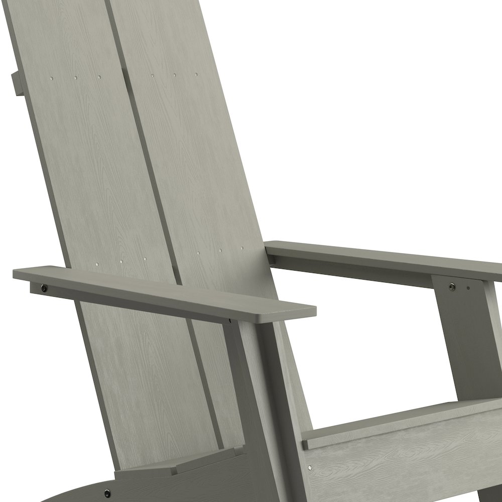 Modern Commercial All-Weather Poly Resin Wood Adirondack Chair in Gray. Picture 7