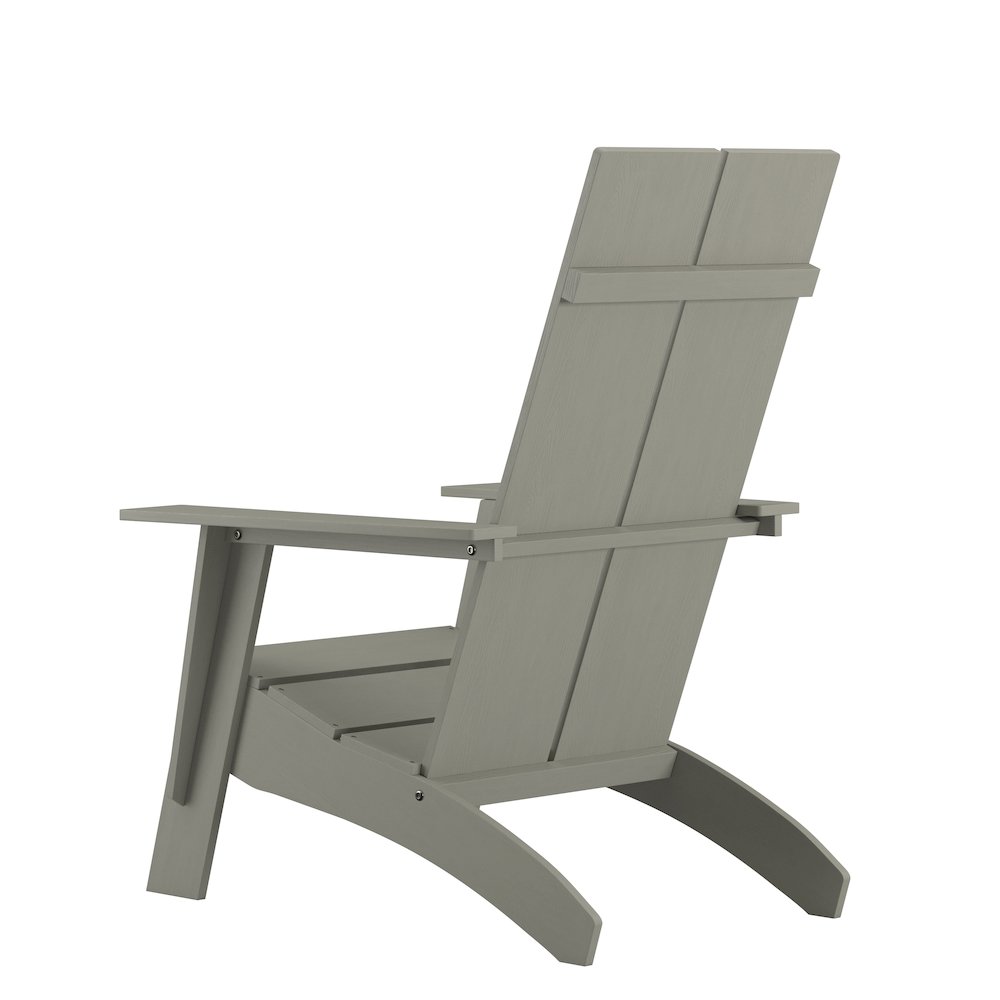Modern Commercial All-Weather Poly Resin Wood Adirondack Chair in Gray. Picture 6