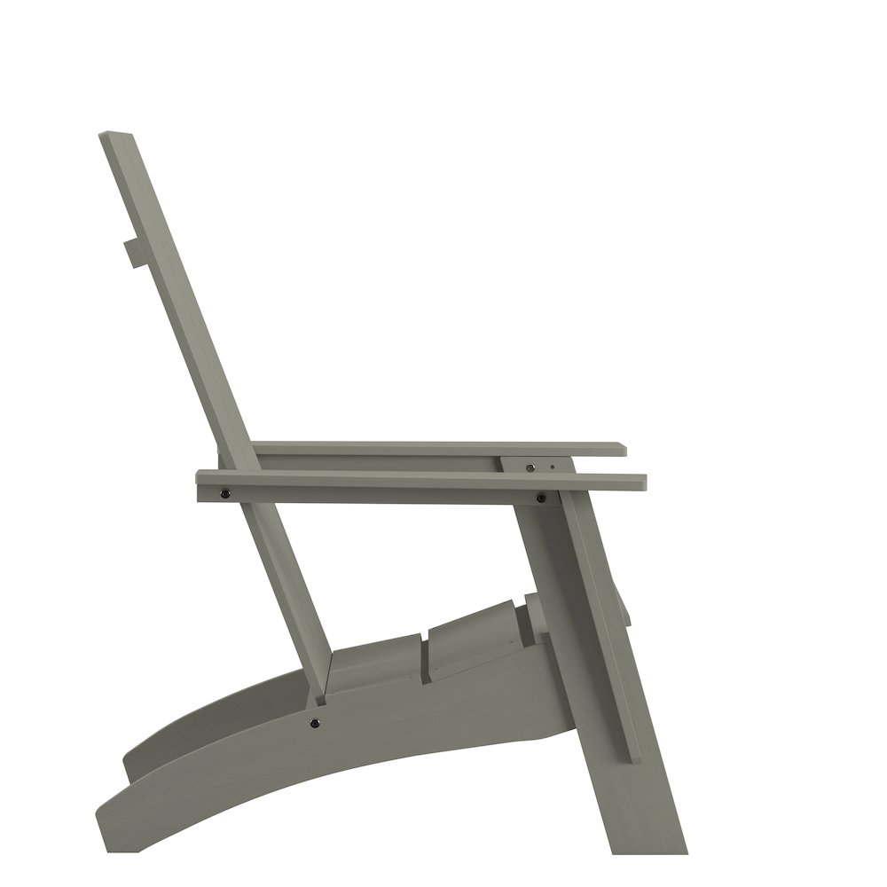 Modern Commercial All-Weather Poly Resin Wood Adirondack Chair in Gray. Picture 8