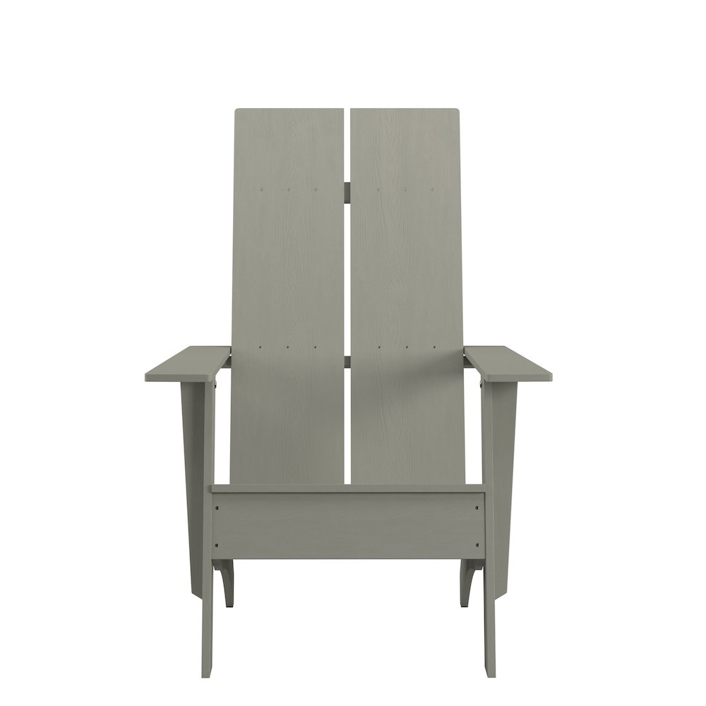 Modern Commercial All-Weather Poly Resin Wood Adirondack Chair in Gray. Picture 9