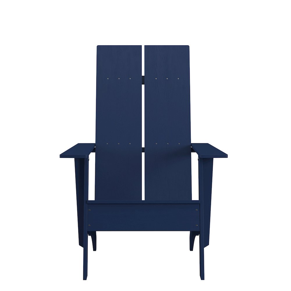 Modern Commercial All-Weather Poly Resin Wood Adirondack Chair in Navy. Picture 9