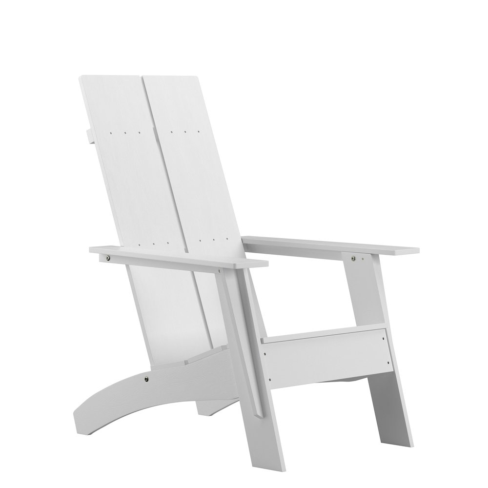 Modern Commercial All-Weather Poly Resin Wood Adirondack Chair in White. Picture 1