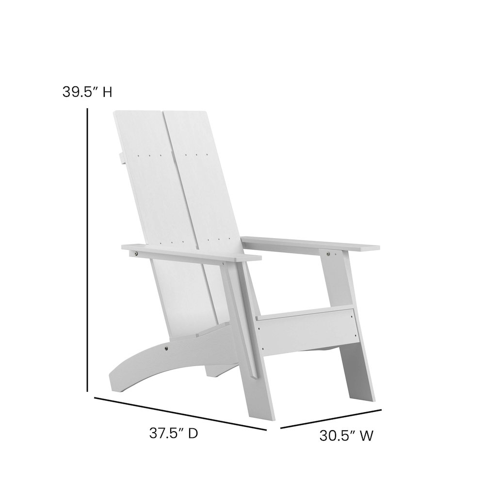 Modern Commercial All-Weather Poly Resin Wood Adirondack Chair in White. Picture 5