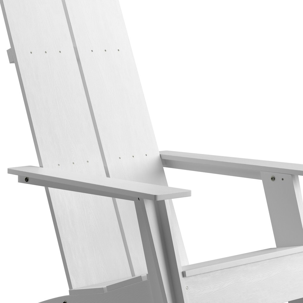 Modern Commercial All-Weather Poly Resin Wood Adirondack Chair in White. Picture 7