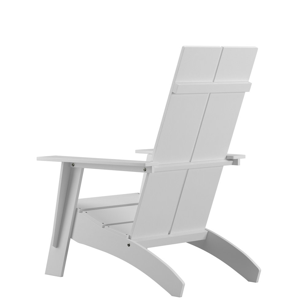 Modern Commercial All-Weather Poly Resin Wood Adirondack Chair in White. Picture 6