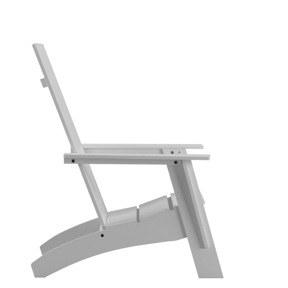 Modern Commercial All-Weather Poly Resin Wood Adirondack Chair in White. Picture 8