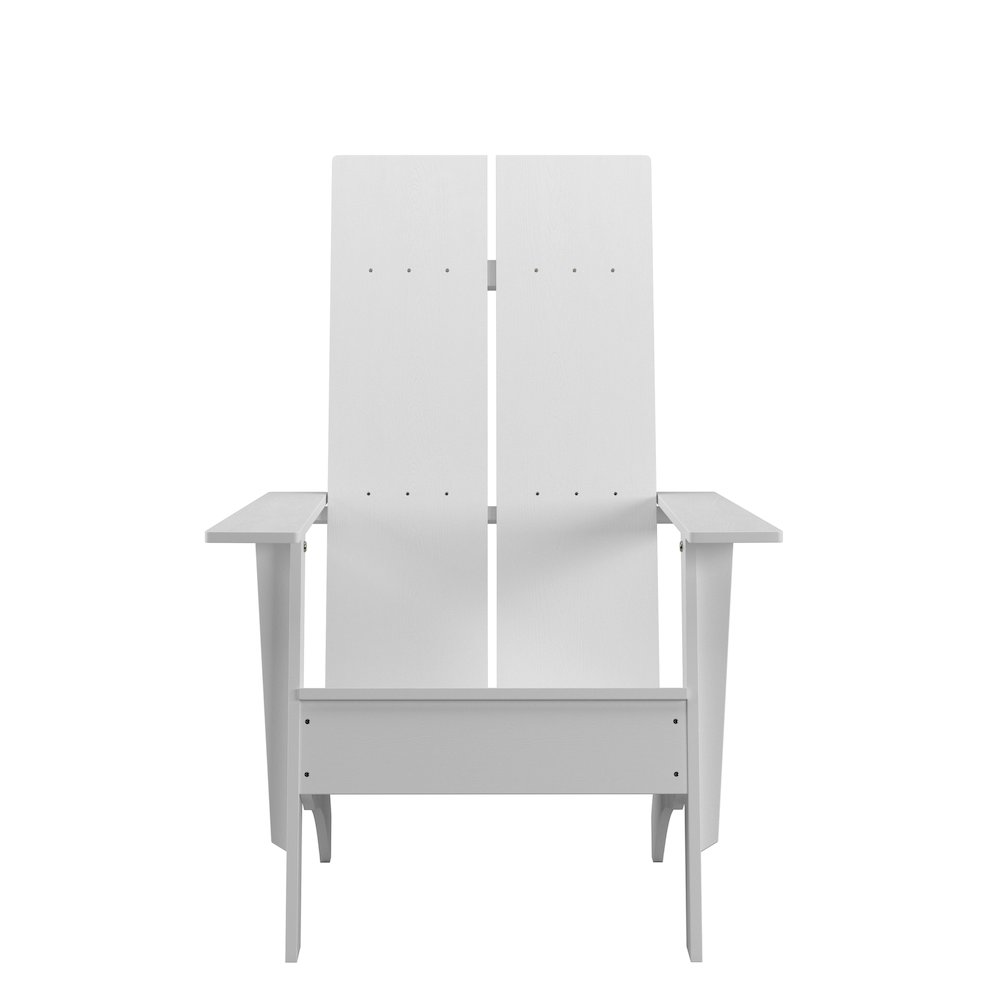 Modern Commercial All-Weather Poly Resin Wood Adirondack Chair in White. Picture 9