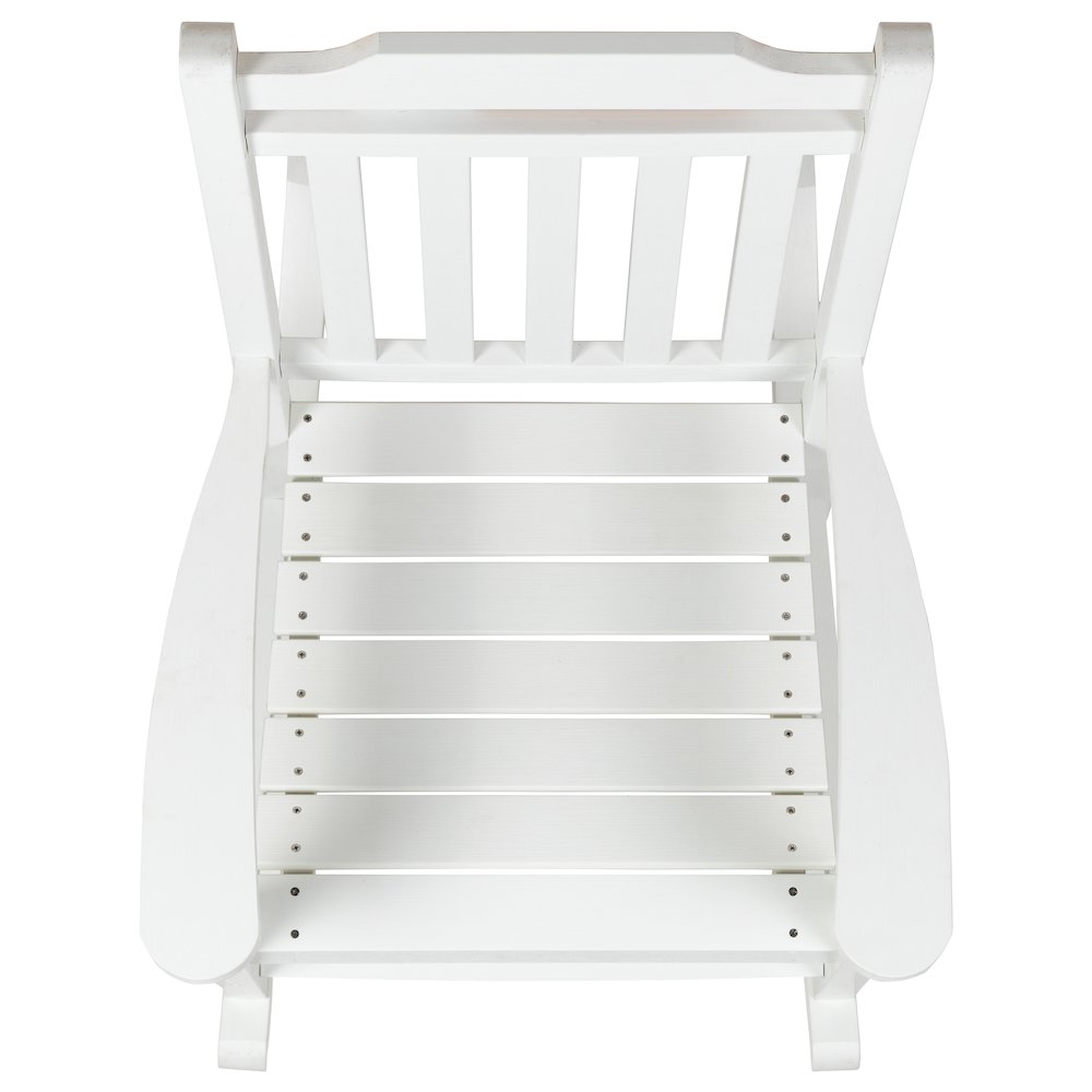 Set of 2 All-Weather Poly Resin Rocking Chairs with Accent Side Table in White. Picture 11