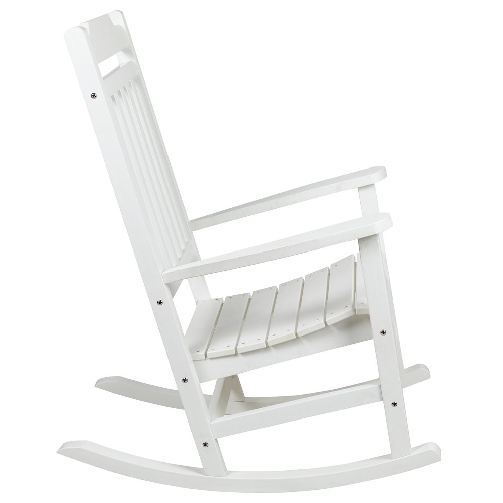 Set of 2 All-Weather Poly Resin Rocking Chairs with Accent Side Table in White. Picture 10