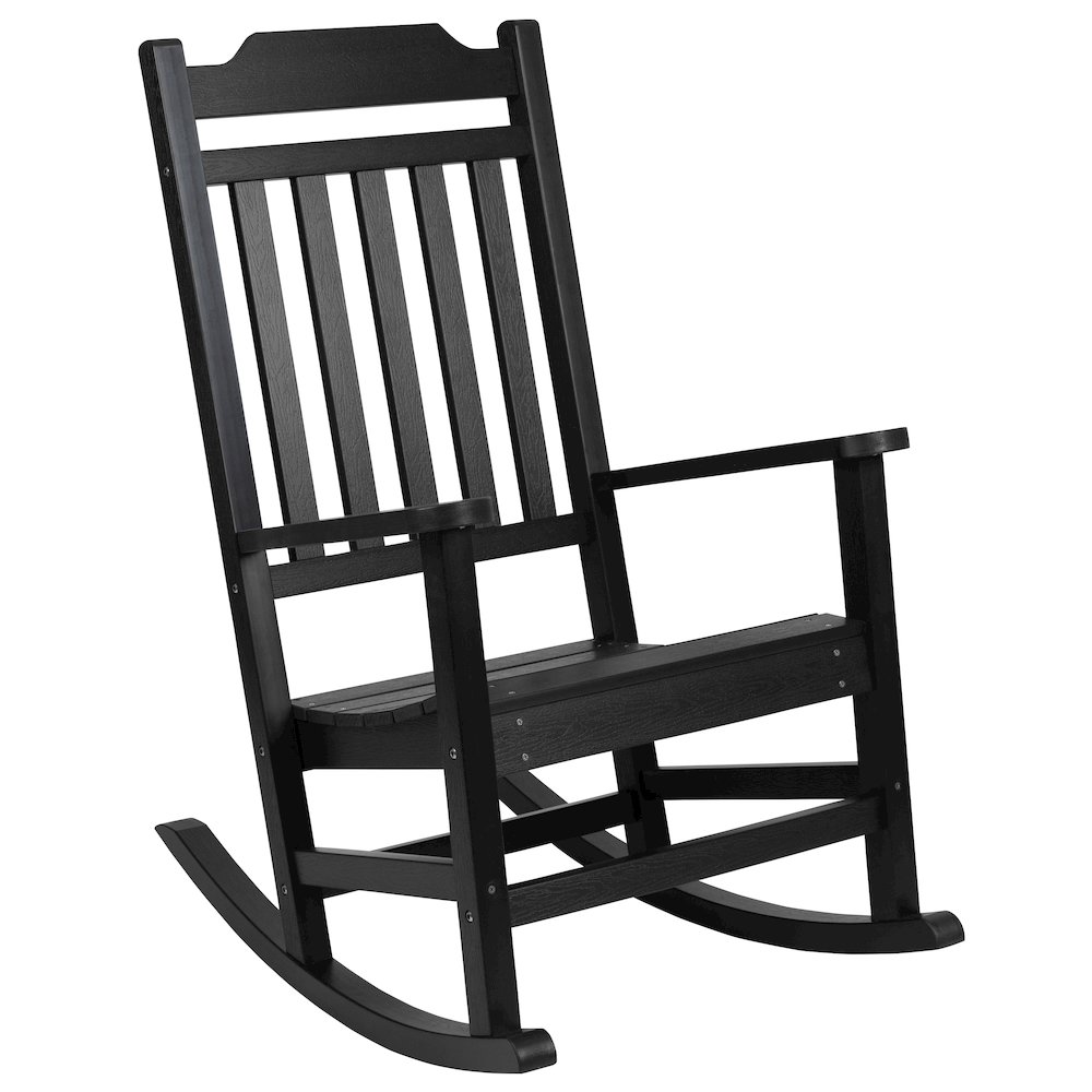 All-Weather Poly Resin Rocking Chair in Black. Picture 1