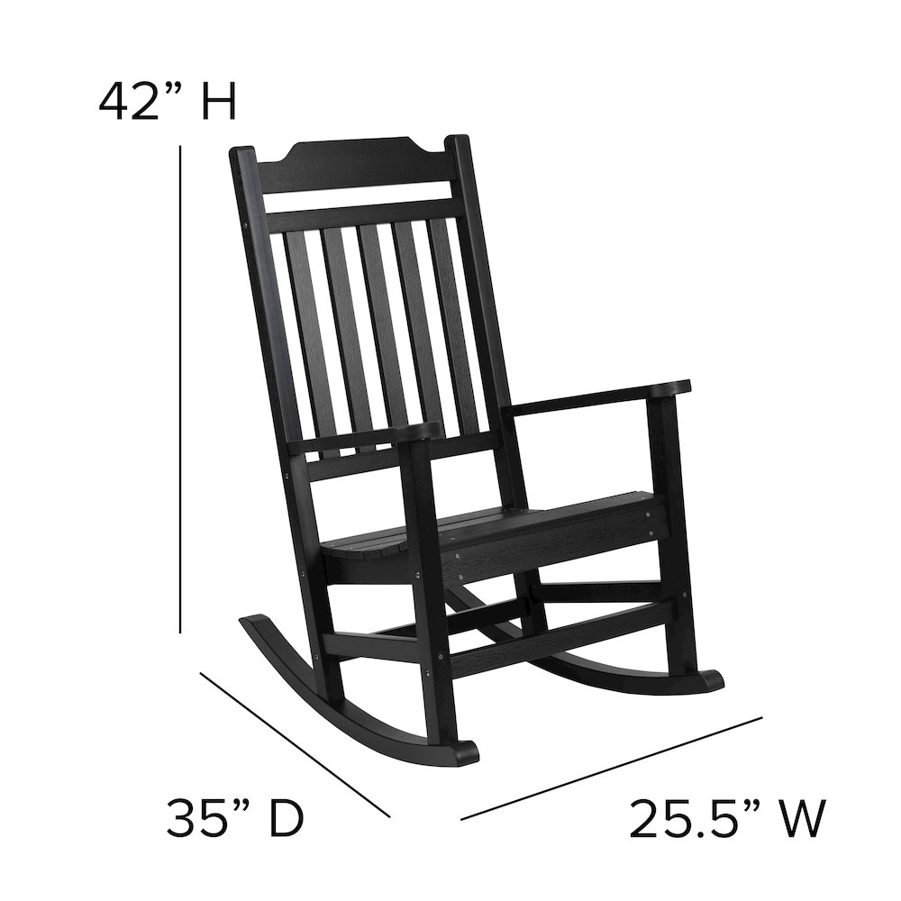 All-Weather Poly Resin Rocking Chair in Black. Picture 6