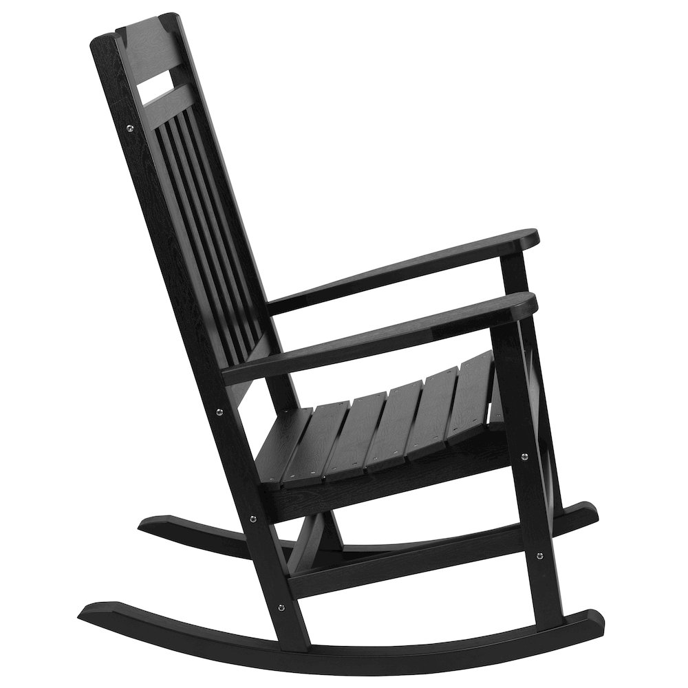 All-Weather Poly Resin Rocking Chair in Black. Picture 8