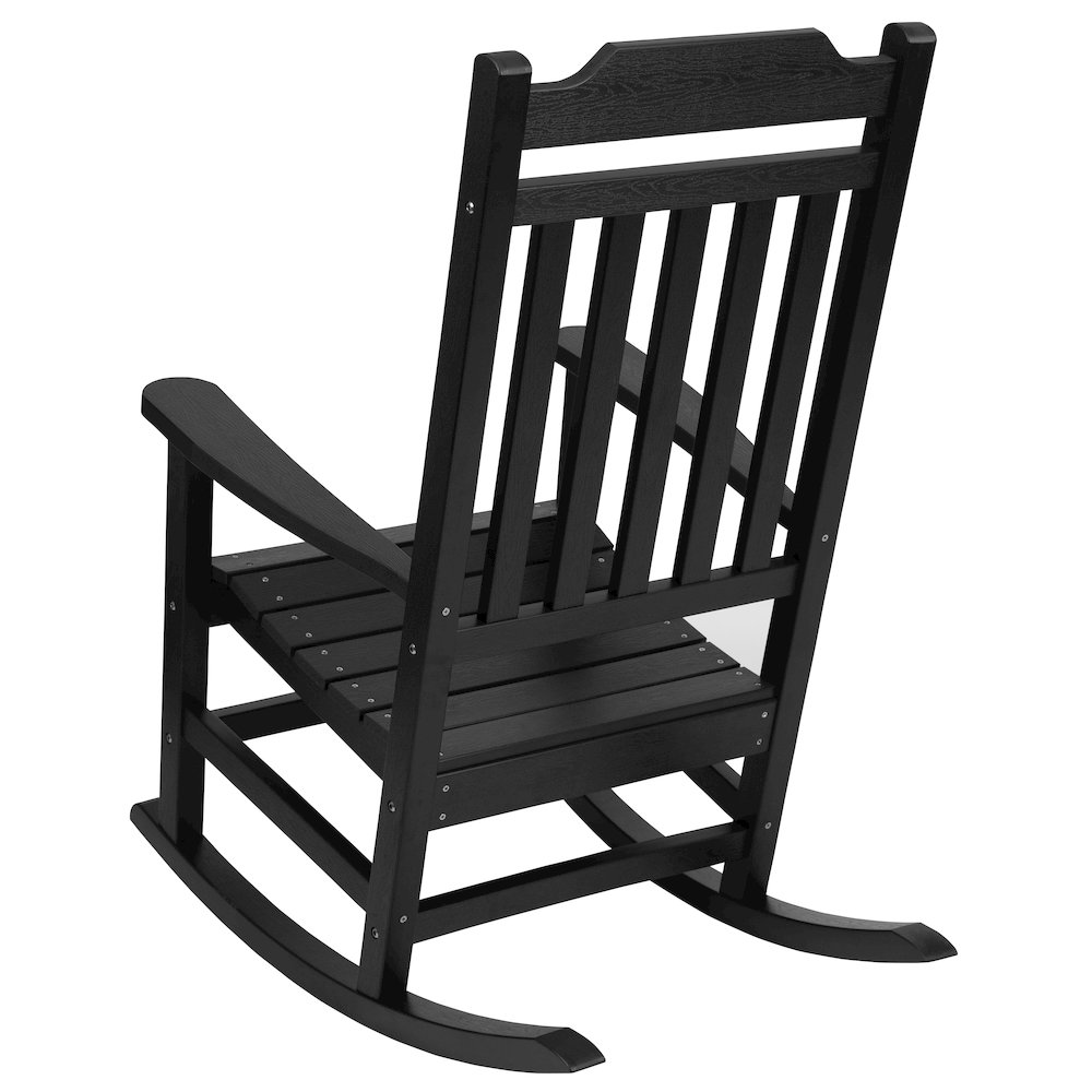 All-Weather Poly Resin Rocking Chair in Black. Picture 7