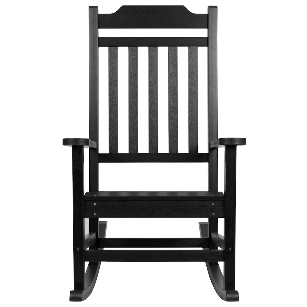 All-Weather Poly Resin Rocking Chair in Black. Picture 9