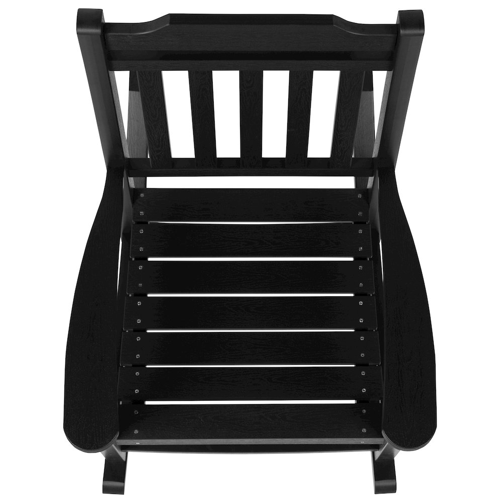 All-Weather Poly Resin Rocking Chair in Black. Picture 10