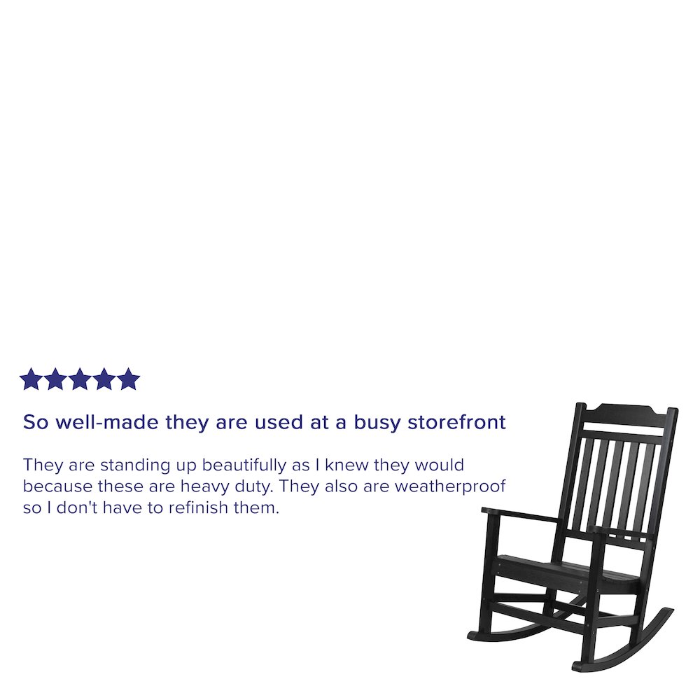 All-Weather Poly Resin Rocking Chair in Black. Picture 4