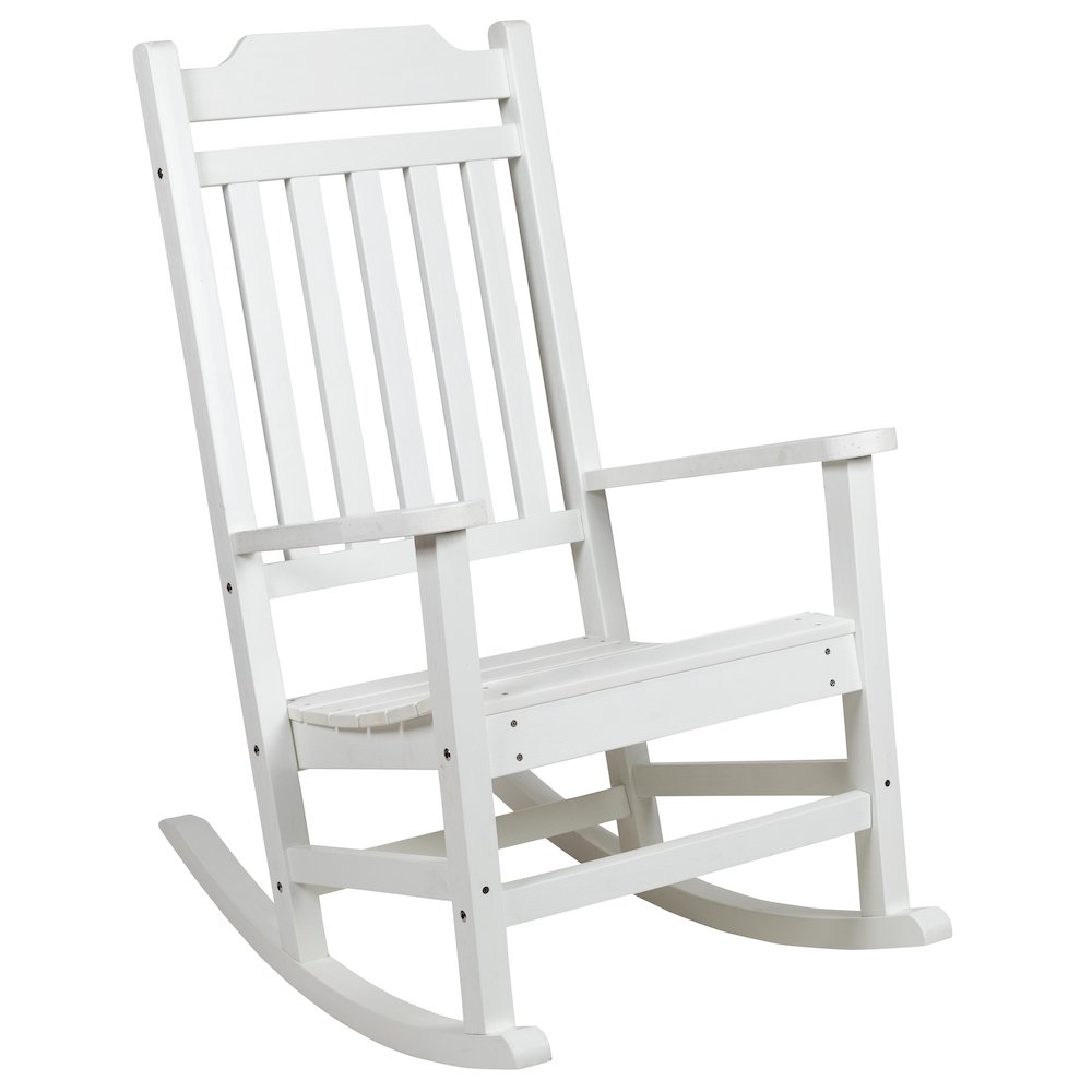 All-Weather Poly Resin Rocking Chair in White. Picture 1