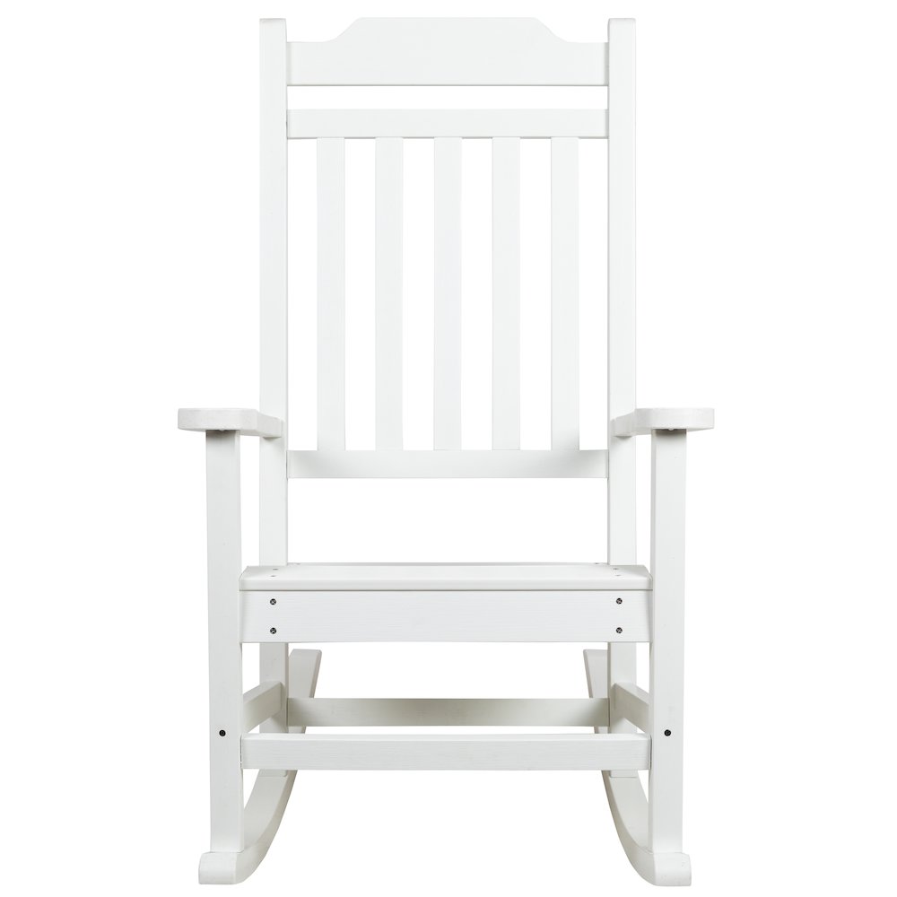 All-Weather Poly Resin Rocking Chair in White. Picture 9