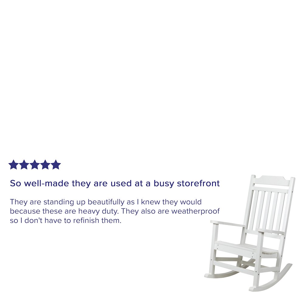 All-Weather Poly Resin Rocking Chair in White. Picture 4