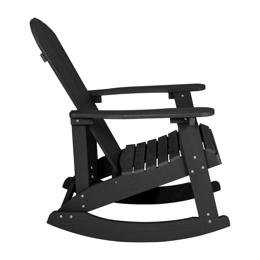 Set of 2 Adirondack Rocking Chairs with Side Table in Black. Picture 10