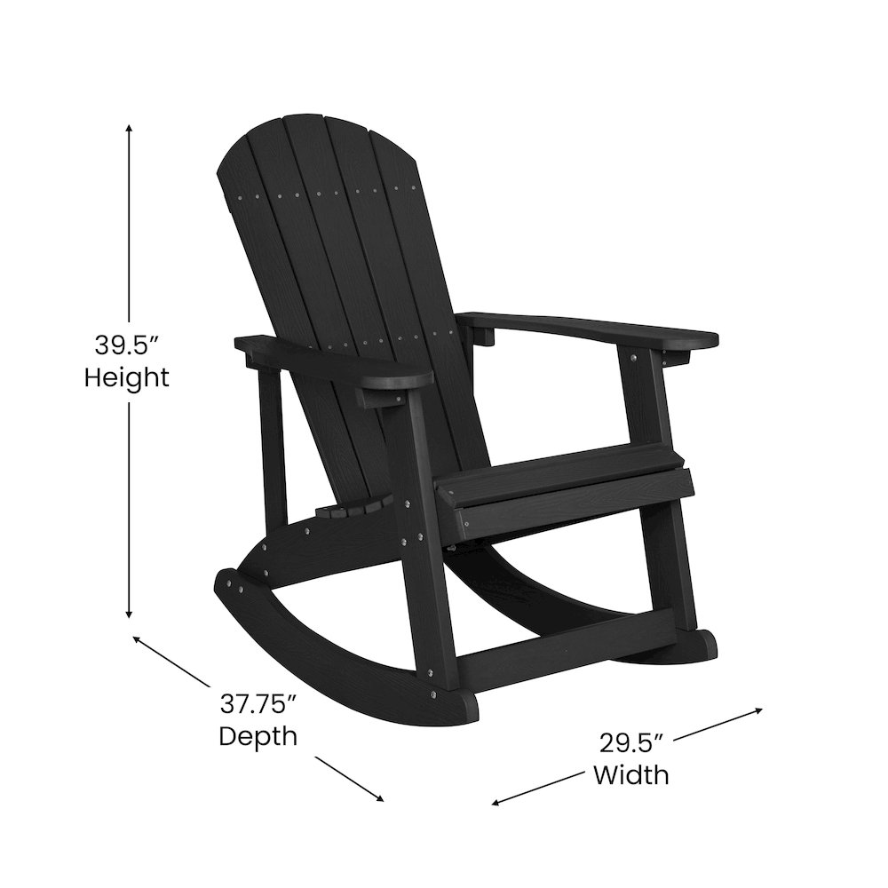 Adirondack Rocking Chair in Black - Set of 2. Picture 6