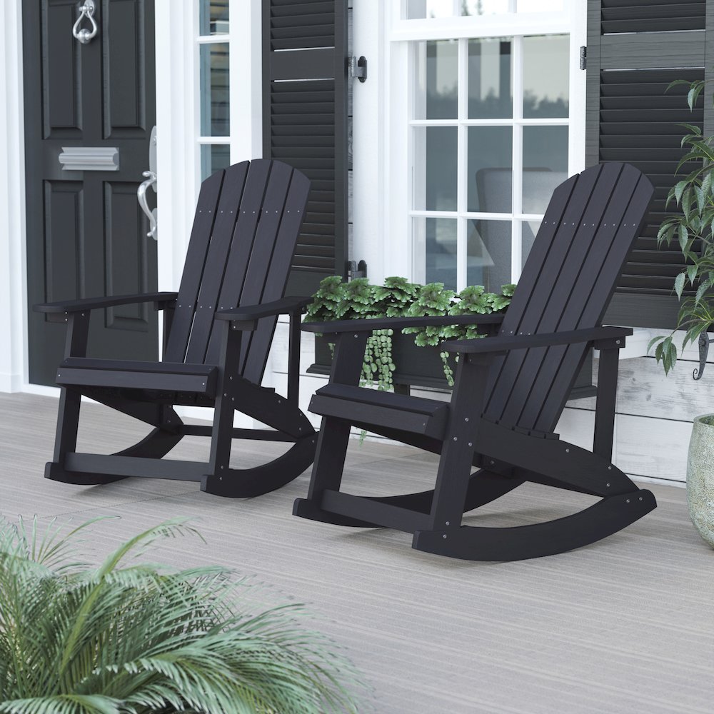 Adirondack Rocking Chair in Black - Set of 2. Picture 2