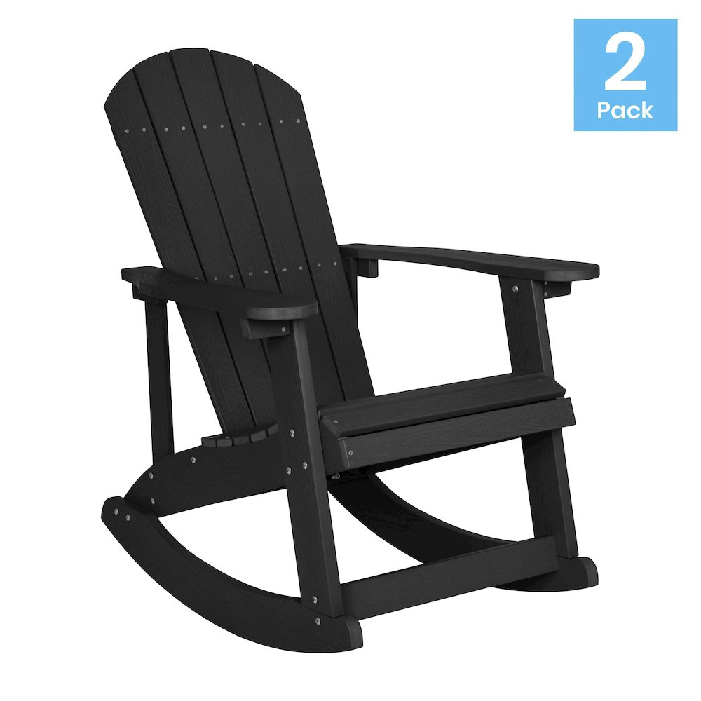 Adirondack Rocking Chair in Black - Set of 2. Picture 1