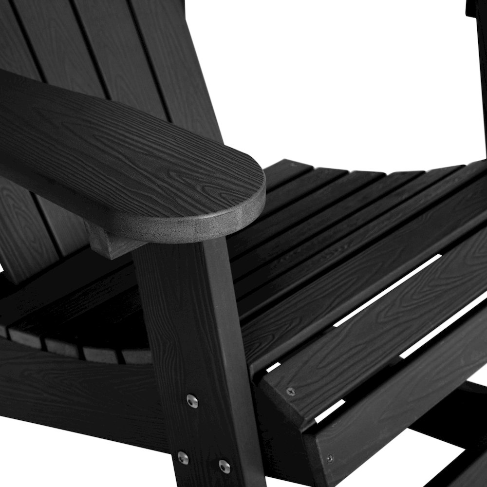 Adirondack Rocking Chair with Rust Resistant Stainless Steel Hardware in Black. Picture 7