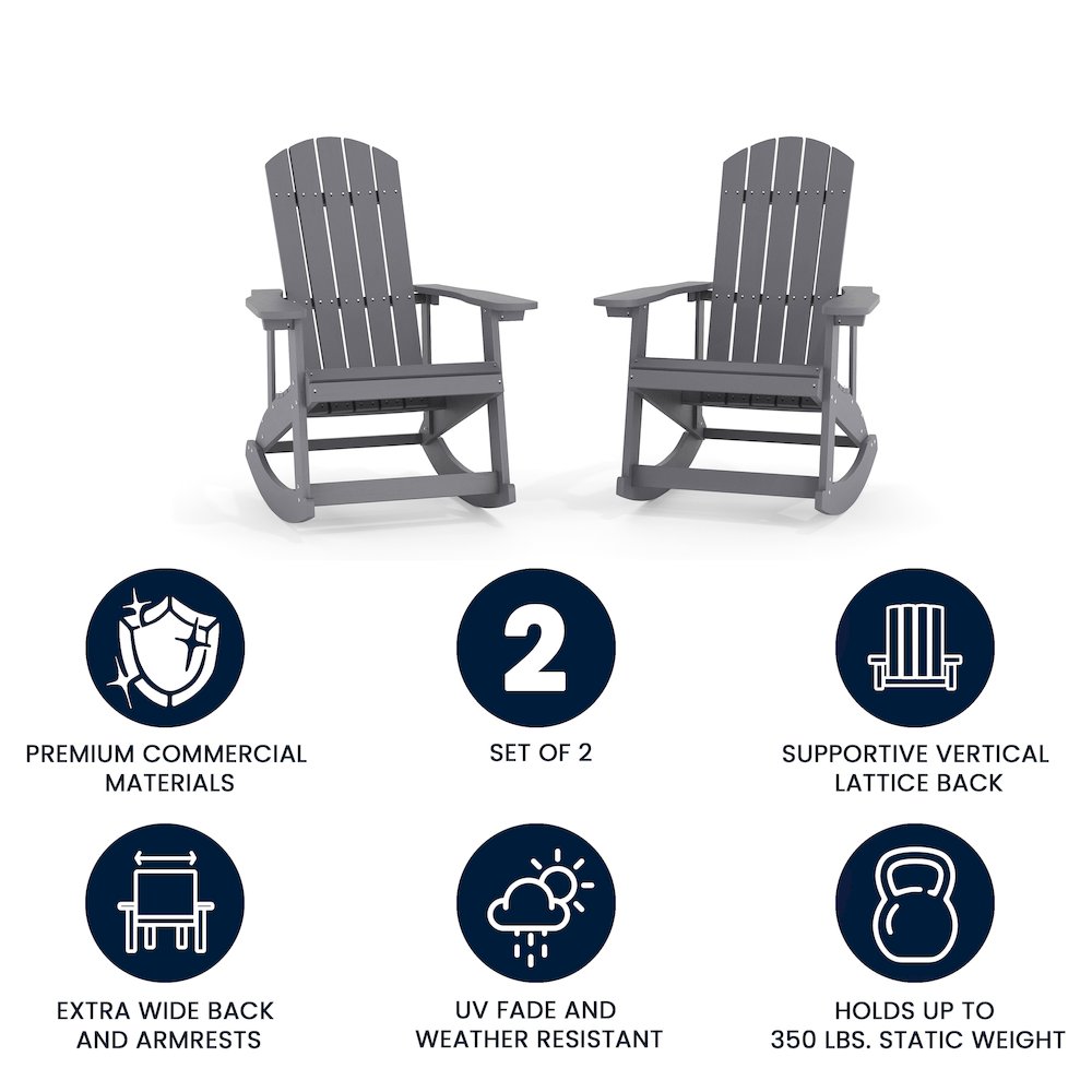 Adirondack Rocking Chair in Gray - Set of 2. Picture 4