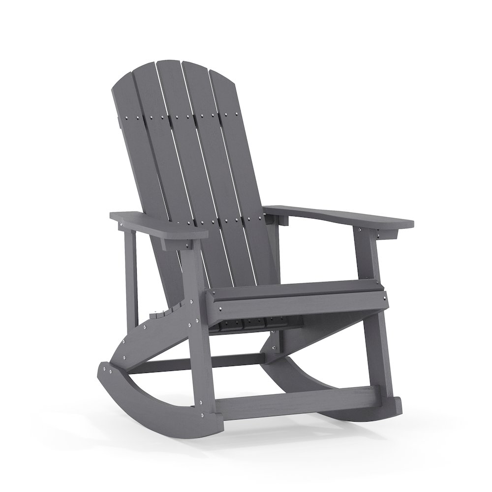 Adirondack Rocking Chair with Rust Resistant Stainless Steel Hardware in Gray. Picture 1