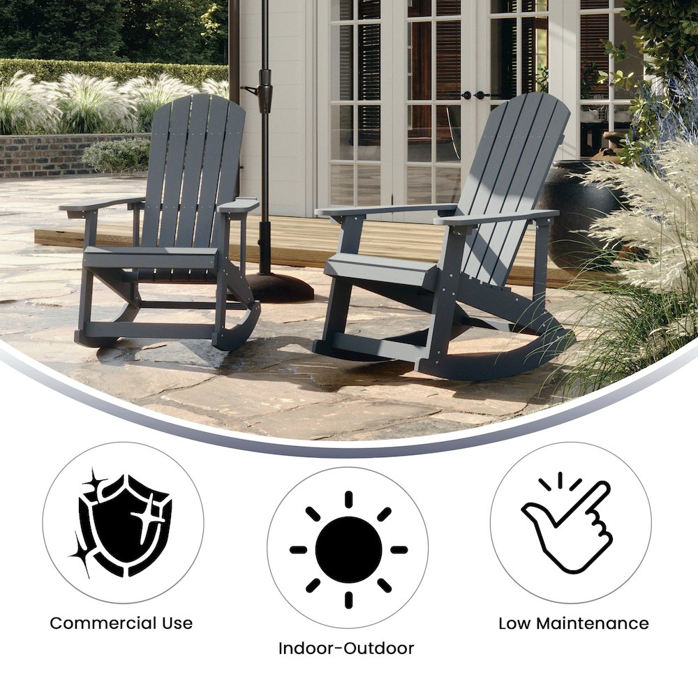 Adirondack Rocking Chair with Rust Resistant Stainless Steel Hardware in Gray. Picture 5