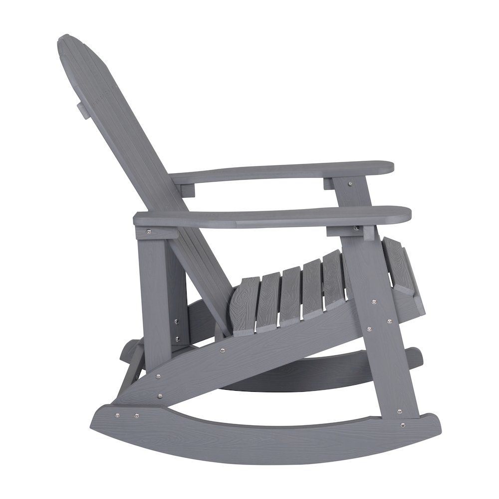 Adirondack Rocking Chair with Rust Resistant Stainless Steel Hardware in Gray. Picture 14