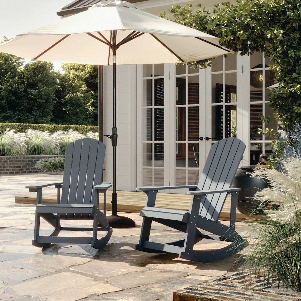 Adirondack Rocking Chair with Rust Resistant Stainless Steel Hardware in Gray. Picture 2