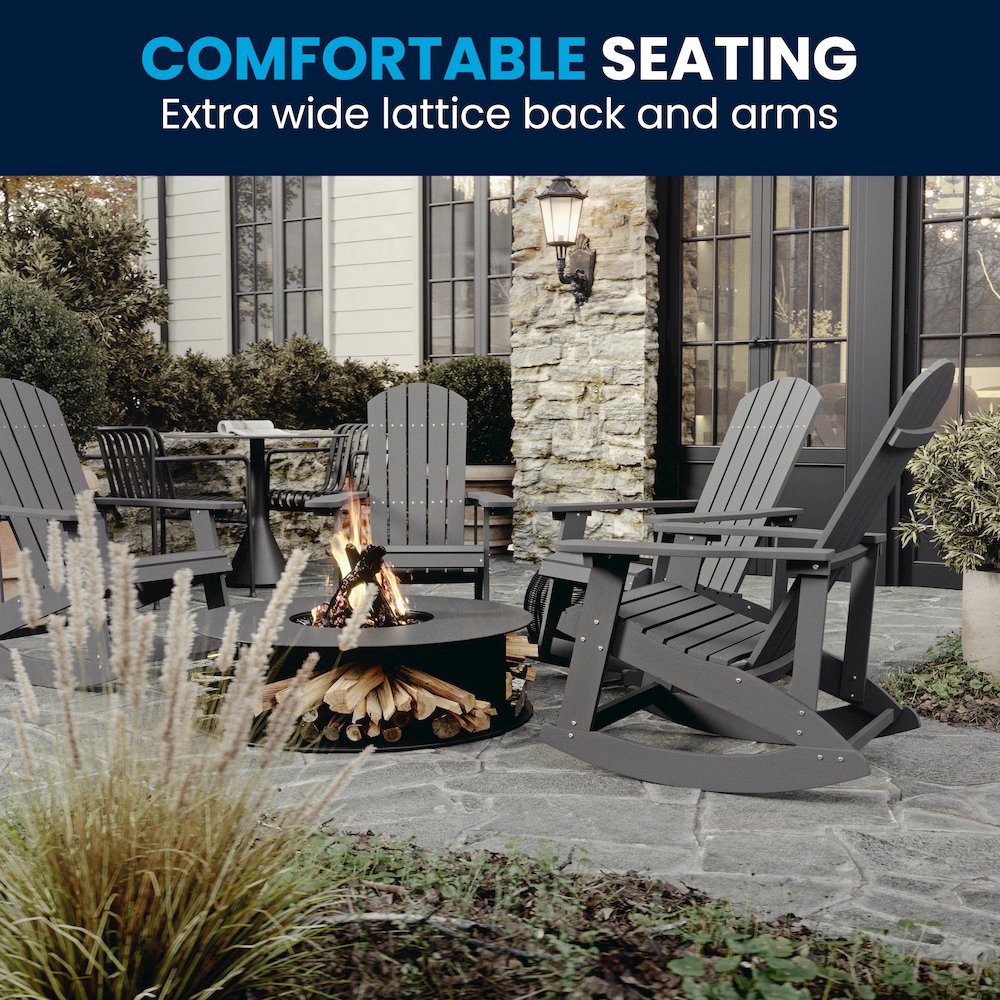 Adirondack Rocking Chair with Rust Resistant Stainless Steel Hardware in Gray. Picture 8