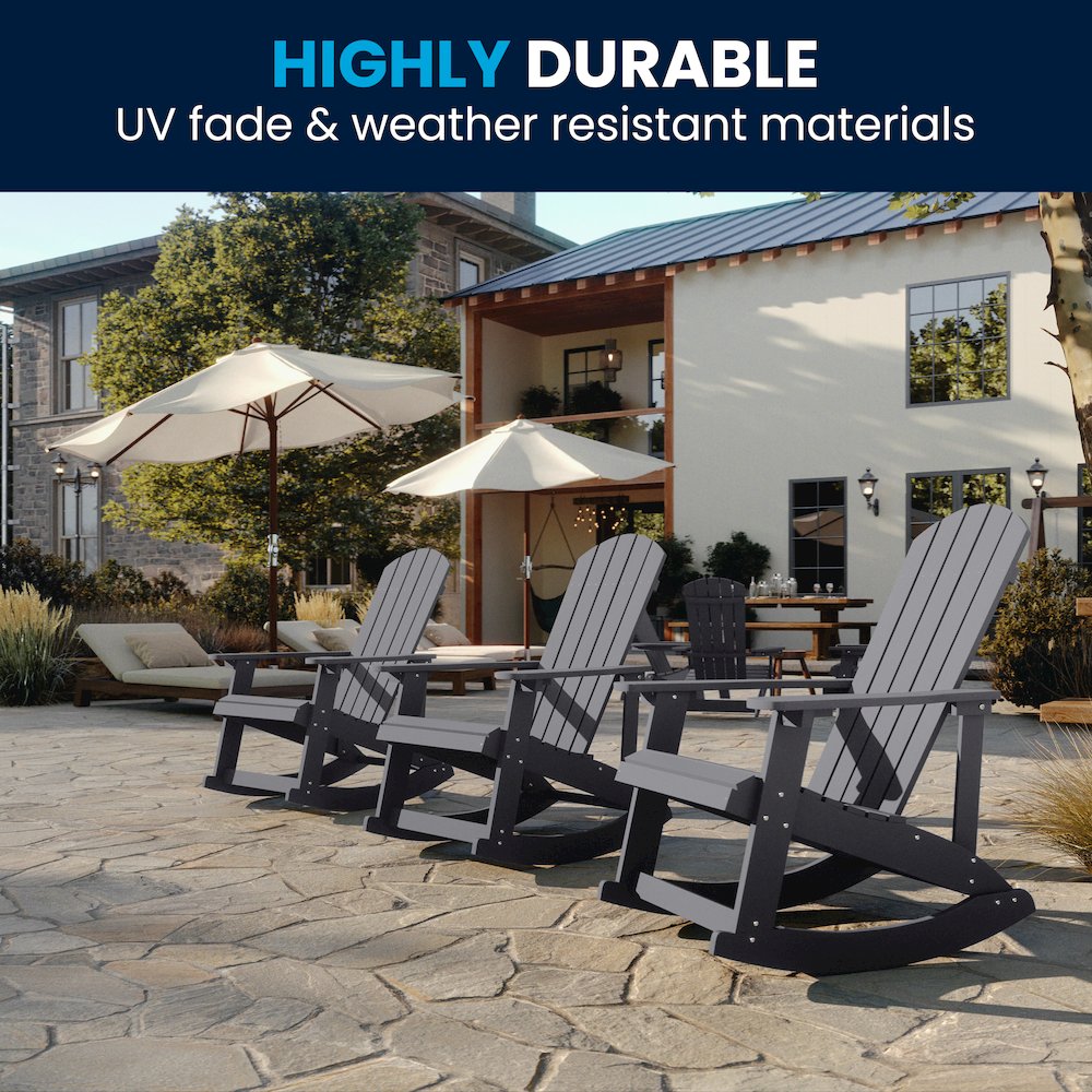 Adirondack Rocking Chair with Rust Resistant Stainless Steel Hardware in Gray. Picture 9