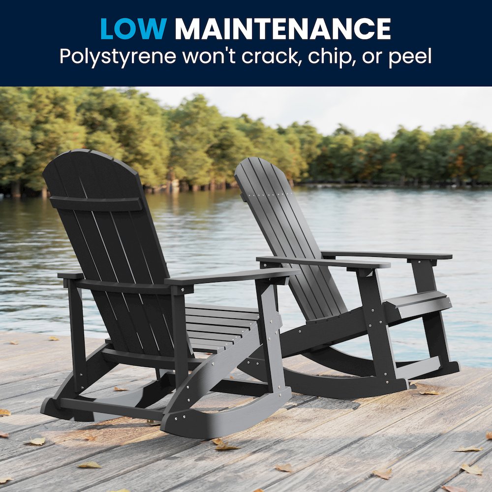Adirondack Rocking Chair with Rust Resistant Stainless Steel Hardware in Gray. Picture 10