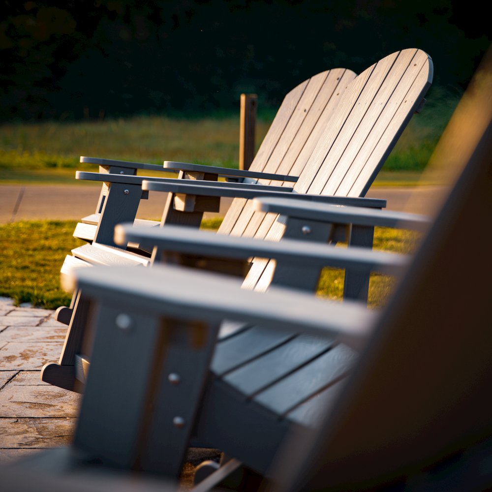 Adirondack Rocking Chair with Rust Resistant Stainless Steel Hardware in Gray. Picture 11